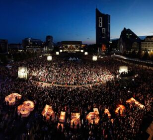 Lichtfest Leipzig 2014: Impressionen vom Augustusplatz. Foto: LTM/Punctum, Schmidt