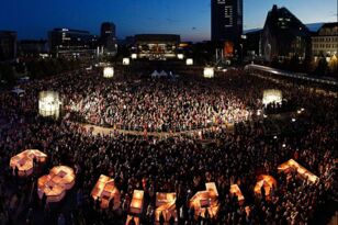 Lichtfest Leipzig 2014: Impressionen vom Augustusplatz. Foto: LTM/Punctum, Schmidt