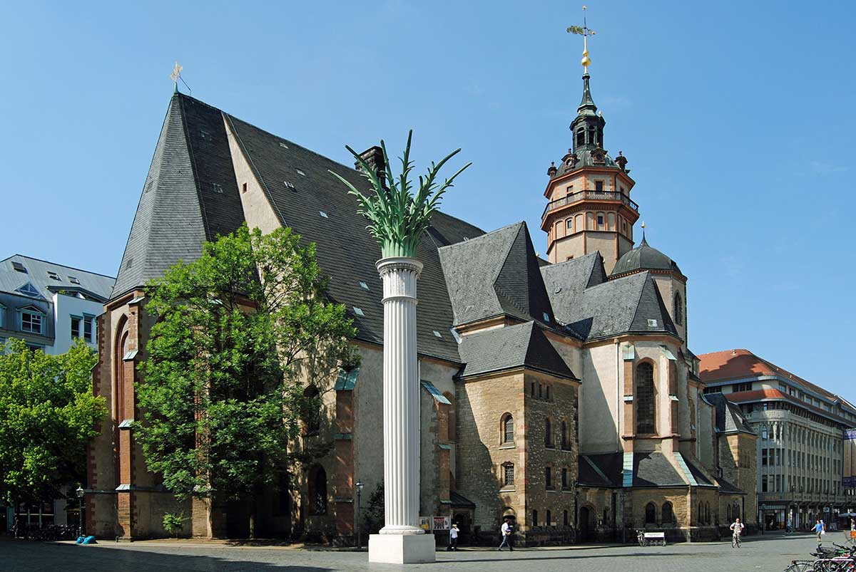 Auf dem Leipziger Nikolaikirchhof wird am 9. September 2019 der zweite Lichtraum eröffnet. Foto: Andreas Schmidt